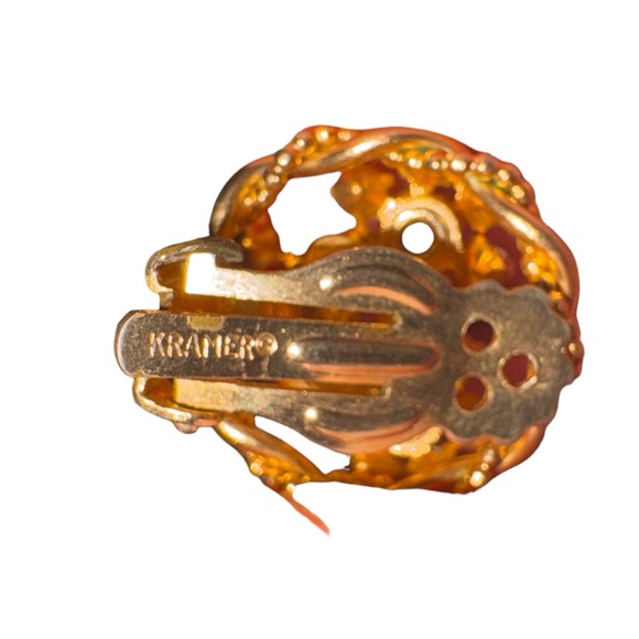 Kramer Pink Rhinestone Floral Brooch Clip Earrings Set J41 - Picture 4 of 5